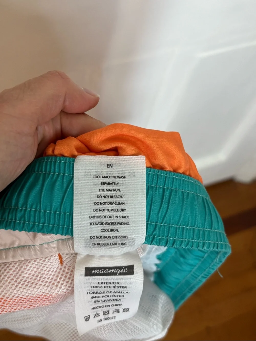 Maamgic Men's Orange Athletic Swim Shorts with Teal Trim